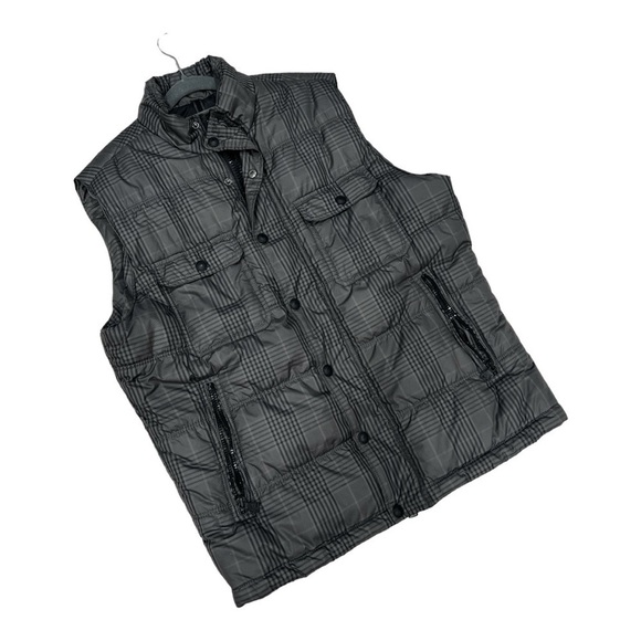 Express Puffer Vest Men Size L Gray Black Full Zip Quilted - Picture 5 of 13